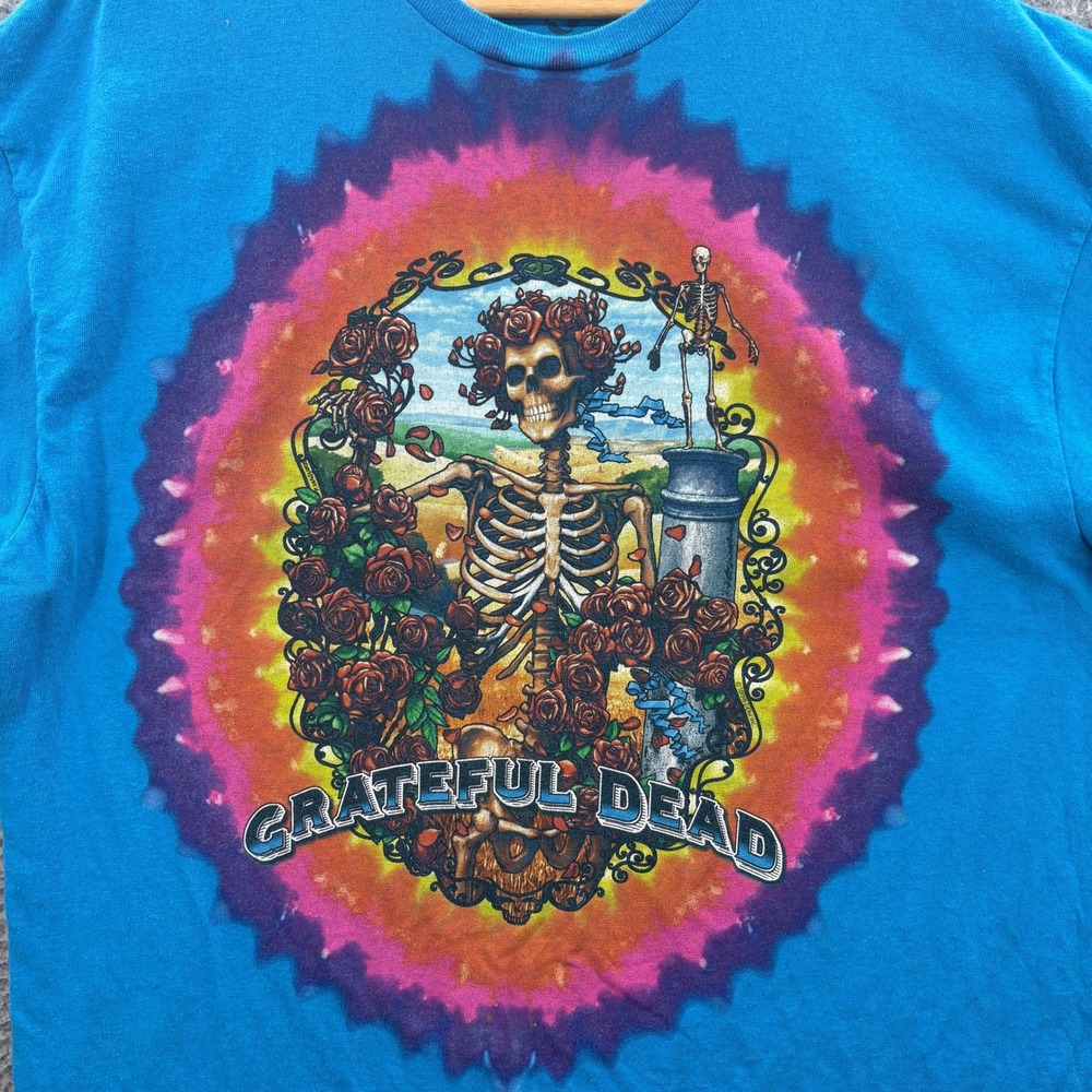 Vintage Liquid Blue T-Shirt Mens XL Blue Grateful Dead Bertha Skeleton Tie Dye
